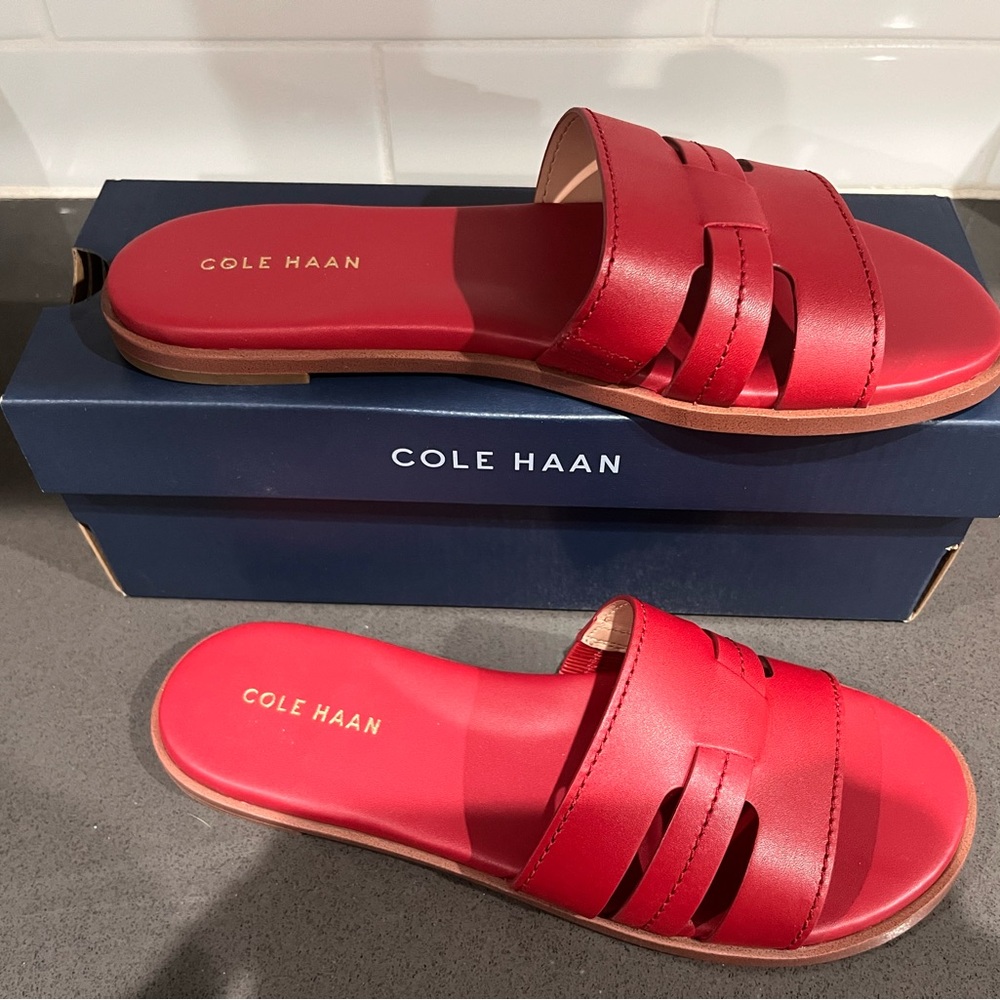 Cole Haan Women's Bright Red Slide Sandals